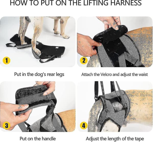 Løftesele til hunde, Støttesele til hunde til bagben, Blød støtteslynge til hunde til skadede og handicappede