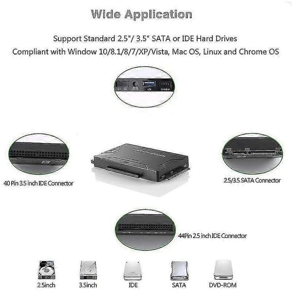USB 3.0 til IDE og SATA Konverter Ekstern Harddisk Adapter Kit til Universal 2.5/3.5
