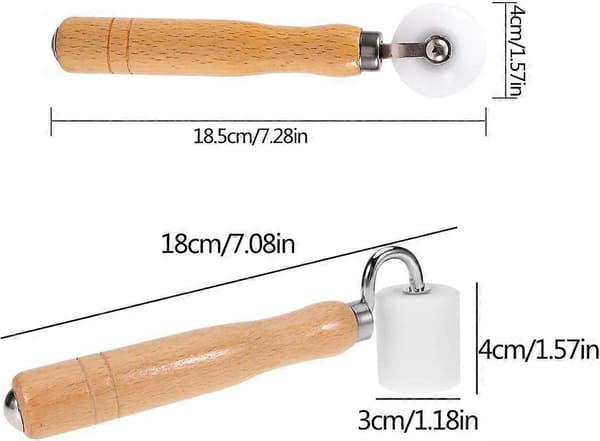 Set med 2 Tryckrullar Tapetrulle Sömnad Handtryckrulle Trä