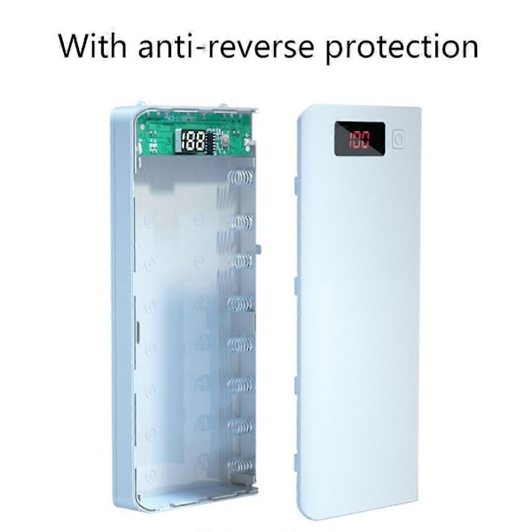 8x18650 Power Bank -kotelo A6 LCD-näytöllä, matkapuhelimen lataus DIY kuorelle Cha