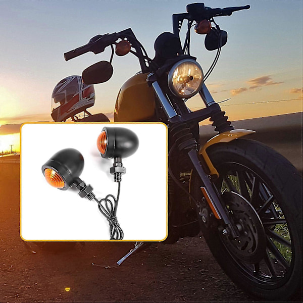 4 stk. sorte motorcykelblinklys indikatorlampe Moto blinklys til Chopper Bobber TY