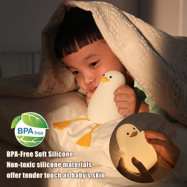 Cute Duck Night Light, Sød Silikone Duck Lampe Til Børn Gaver, Natlamper Børne Soveværelse, Touch Control Dæmpbar Sengelampe Børnelampe Genopladelig