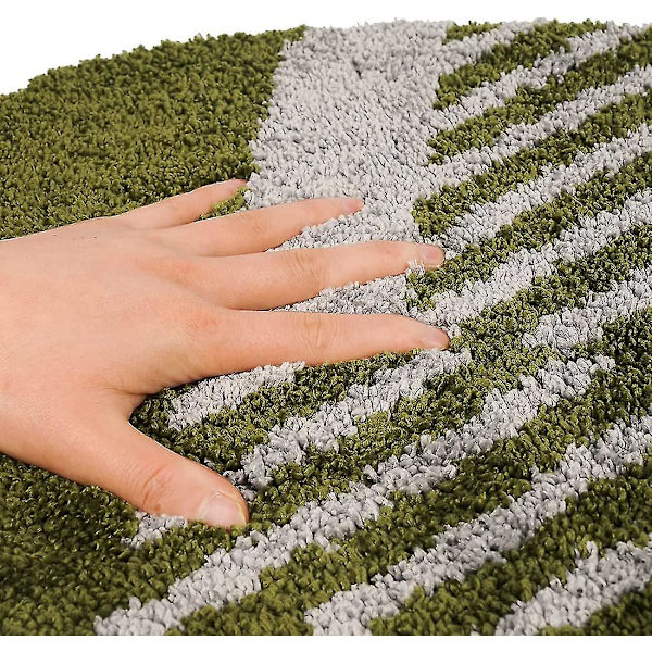 Tflycqsoft Fluffy mikrofiber ovale baderomstepper Sklisikker, sterk vannabsorberende badematte (blå og hvite striper, 18"x26")