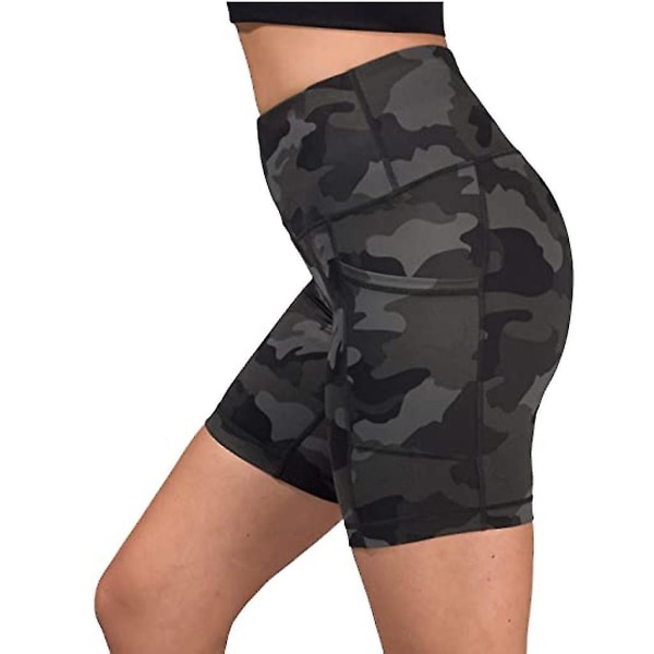 Tflycq træningsshorts til kvinder Scrunch Booty Gym Yogabukser Camouflage Lommer Leggings S