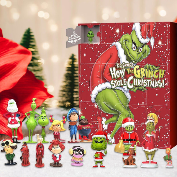 Adventskalender Grinch Adventskalender Julegardinboks 24-delers gave Grønn Monster Countdown Halloween Blindboks style 3