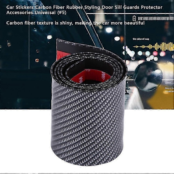 Bilstickers Kolfiber Gummi Styling Dörrtröskelskydd Universal (5 * 250cm)
