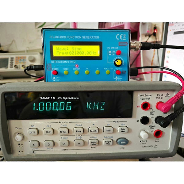 FG-200 DDS Funktionssignalgenerator Frekvenstæller 0,01Hz -500KHz Signalkildemodul Sinus+Firkant+Savtakket Bølgeform