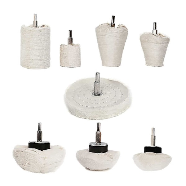 Polerskive til boremaskine - 8 stk. polerskive kegle/søjle/svamp/t-formet slibehoved med 1/4 håndtag til manifold/aluminium/plet
