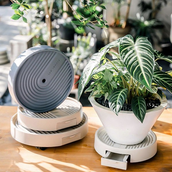 Multifunktionel indendørs plantebakke med hjul, blomsterpotte flyttebakke ABS tekstur, egnet til nem mobilitet, gulvbeskyttelse