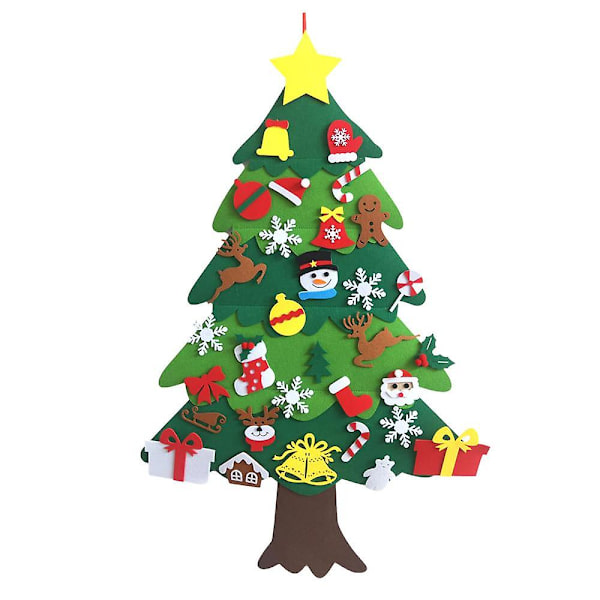 DIY Filt Juletræ Glædelig Jul Dekorationer Julepynt Børn DIY Juletræ Nytårsgaver Til Hjemmedekoration H