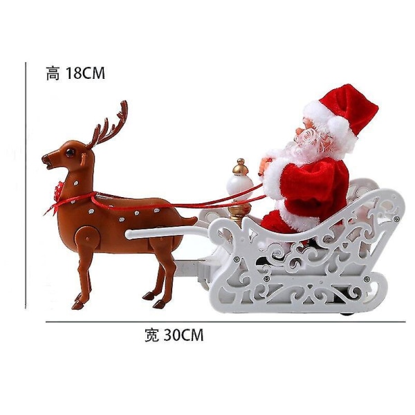 Deer Pulling Cart Musik Elektrisk Julemand Børnelegetøj Julegaver Desktop Julepynt Julepynt