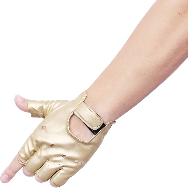 Män Pu Läderhandskar Steampunk Gothic Half Finger Krok-loop vantar