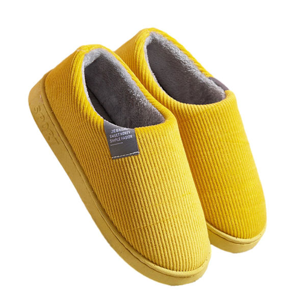 Unisex enfärgade all-inclusive varma tofflor förtjockade varma skor som andas yellow 42