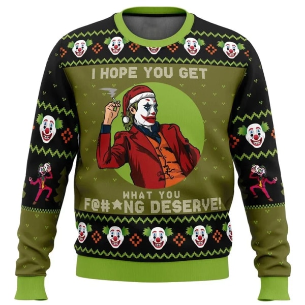 23 Ha Ha Merry Christmas Clown Christmas Genser Gave Julenissen pullover menn 3D-genser og toppklær style 2 XXS