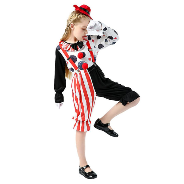 Barn Gutter Jenter Halloween Fest Klovne Cosplay Kostyme Hatt+topper+shorts+stropp Antrekk Sett Gaver 10-12 Years