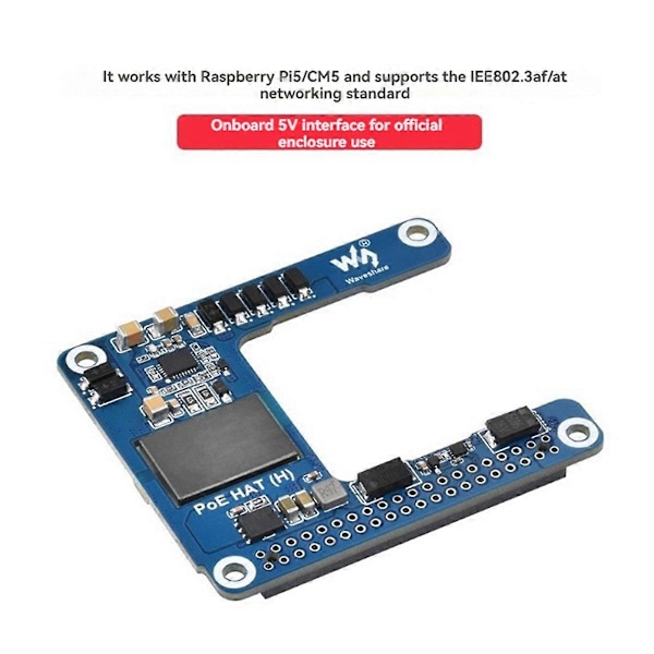 for 5/CM5 PoE HAT Power over Ethernet HAT(H) 5V 5A Støtte 802.3af/At PoE Utvidelseskort for RPI 5