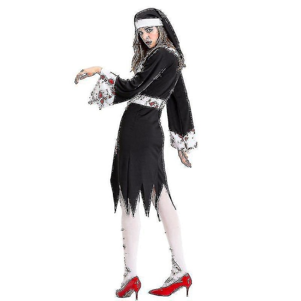 Rask levering Stained Nun Vampire Costume Game Uniform Halloween Costume Høy kvalitet XL