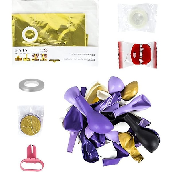 Lilla Guld Fødselsdagsdekorationer, Lilla Balloner Guirlande Bue Sæt Til Kvinder Lilla Og Guld Konfetti Latex Balloner Tillykke Med Fødselsdagen Folie Balloner Banner