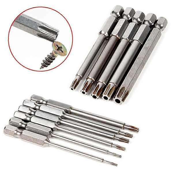 11 st Magnetisk T6-T40 Torx Skruvmejsel Bits Set Stjärna 6 Punkt Skruvmejsel Borr Bits Verktyg 3 Tum