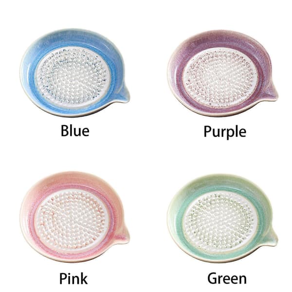 Ceramic Garlic and Ginger Grater - Sharp Grating Plate for Fresh Flavors, Multifunctional Storage, Dishwasher Safe and Food-Grade Ceramic Blå