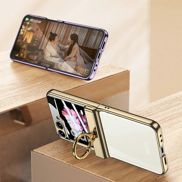Skal för Samsung Galaxy Z Flip 6, Fullständigt skydd för gångjärn, Slimmat skal i ett stycke, Stötsäkert skyddsskal i konstläder för Flip6