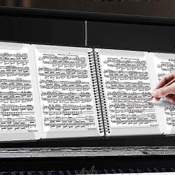 Nodepapirmapper Musikstativ Tilbehør Musikbinder 4 Sider Udvid Spiralbundet 40 Lommer