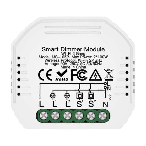 DIY Smart WiFi LED Dimmer Switch 2-vägsbrytare Röstdimning Smart Switch för Smart Life Alexa Tuya A