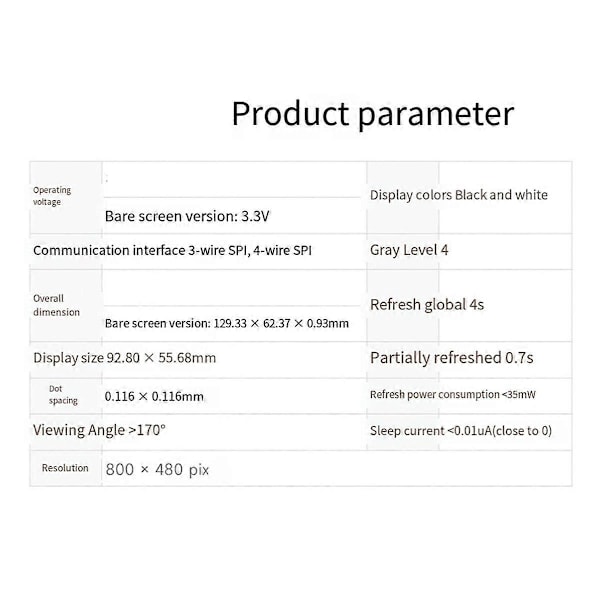 4.26 Tommer E-Papir Display 800X480P 3.3V Sort Hvid Farve til Nano STM32