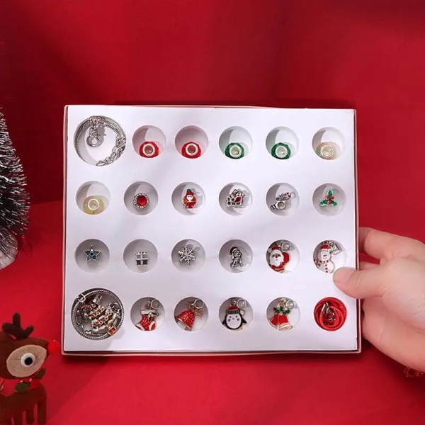Christmas 24 Days Countdown Smycketillverkningssats Gåva Julpärlsatser DIY-armbandstillverkningssats Kreativ set