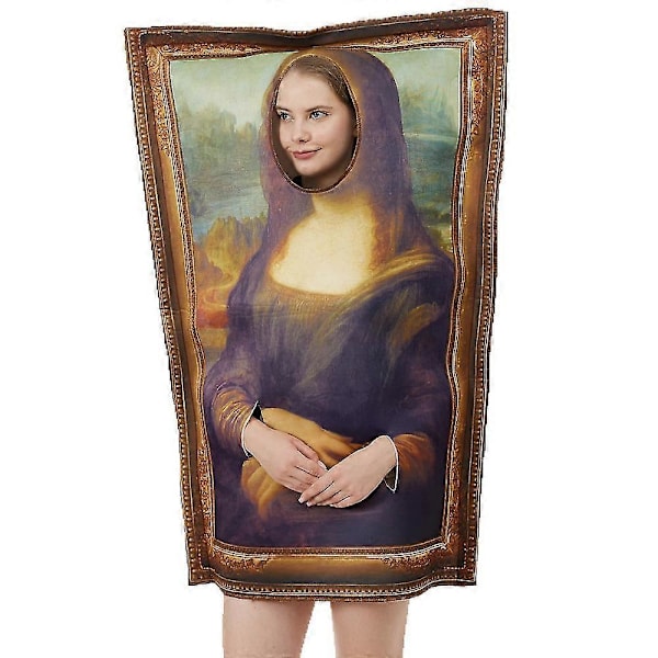 Guoguo Hauska Mona Lisa Seinämaalaus Puku Rekvisiitta Aikuisille Sieni Haalari Halloween Cosplay Karnevaali Puku