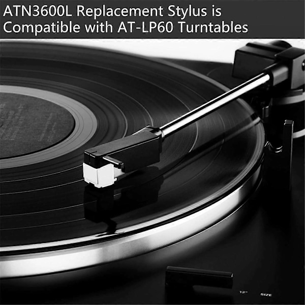 ATN3600L Konisk Erstatningsnål for Platespiller for AT-LP60 AT-LP60USB Platespiller Stylus med Deksel
