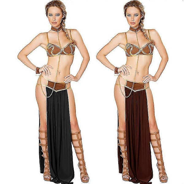 Seksikäs Prinsessa Leia Orja Miss Manners -asu Karnevaali Cosplay Prinsessa Leia Orja Asu Mekko Kulta Rintaliivi Ja Kaula - ya