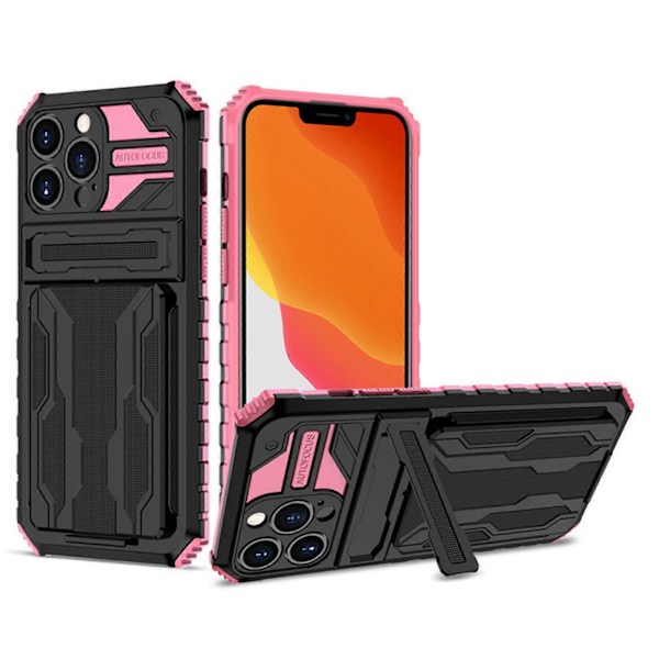 iPhone 15 Pro Max / 15 Ultra 6.7 -kotelolle lompakko, luottokorttipidike, henkilökorttipaikka, liukukansi, piilotasku ja rengaspidike/jalusta