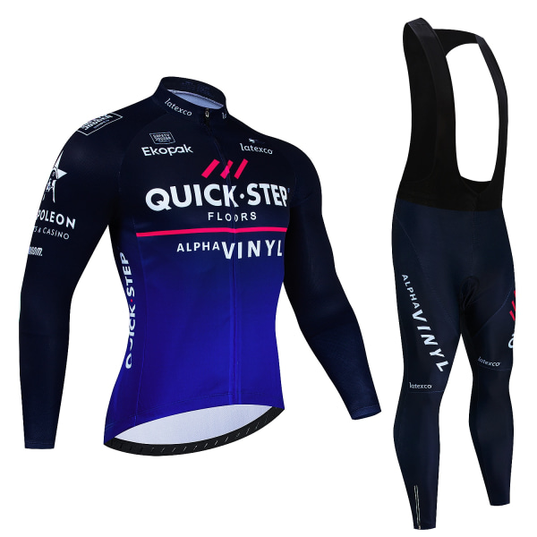 Quick·Step Winter Thermal Fleece Cykeltrøjesæt Maillot Ropa Ciclismo Hold Warm MTB Bike Wear Cykeltøj Cykelsæt Lavender Asian Size -M