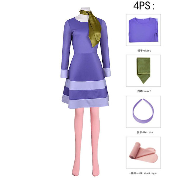 Cosdaddy Velma Daphne Cosplay Costume Dame Skjorte Skjørt Parykk Dresser Voksne menn Shaggy skjorte Bukser Dresser Halloween Carnival Costume T4 XXL