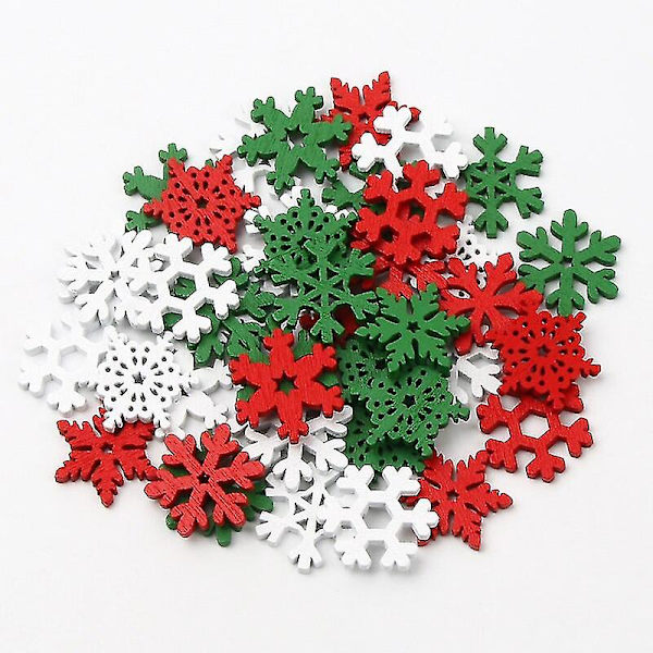 50 st 20/25 mm blandad träskiva julsnöflinga Scrapbooking för julutsmyckning Hantverk DIY Hantverk dekoration Mixed 25mm