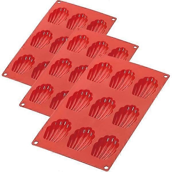 3-pack silikon Madeleine formar 9-håls räfflad kakform hög