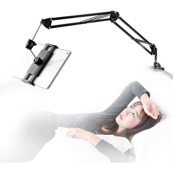 Tablet Stand til Seng, 360 Graders Roterende Seng Tablet Holder Stand med Aluminium Arm til iPad, iPhoneXS, N-Switch, Kindle Fire, eller Andre 4~11 tommer D