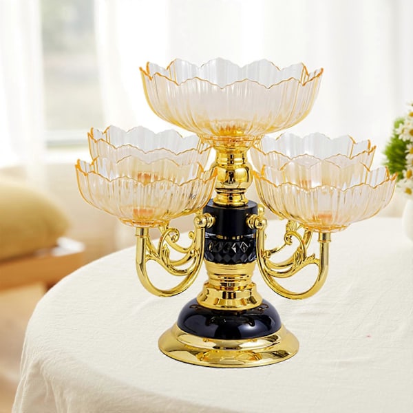 Blomsterformet Appetittvekkerfat Snacks Serveringsbrett Roterende med 5 Skåler Europeisk Stil Tørket Fruktfat for Hjem Bryllup Nøtter