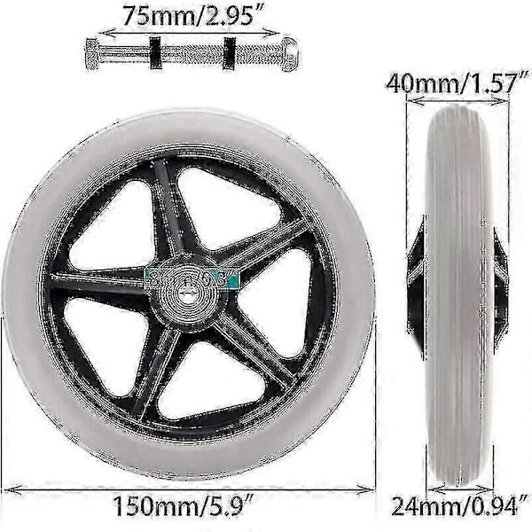 2 st 6 tums rullstolsersättningshjul Gummihjul Framhjul Rollator Walker Halkfria Ersättningshjul Universal Rullstolsersättning