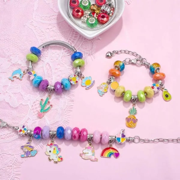 Princess Bead smykkefremstillingssæt DIY armbånd perlesæt til børn Bærbar halskæde Armbåndsring Fremstillingsudstyr til piger style 1