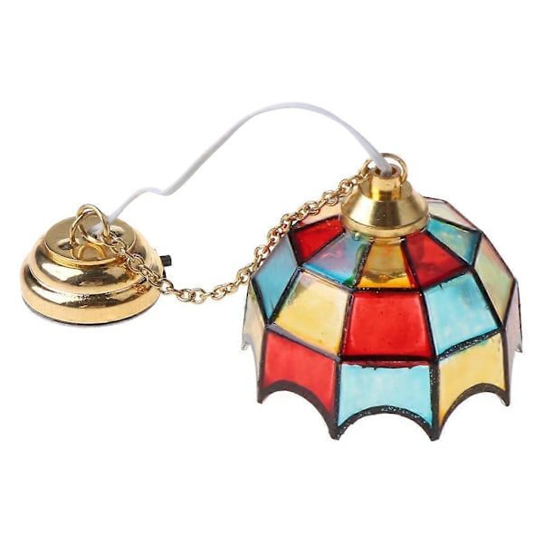 1:12 Skala Mini LED Lysekrone Loftlampe Model Dukkehus Miniature Tilbehør Stue Soveværelse Legetøj