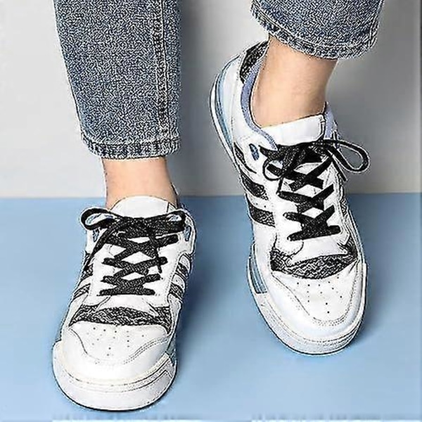 3 par snørebånd, 8 mm brede flade snørebånd til sneakers, løb, voksne, børn, sort