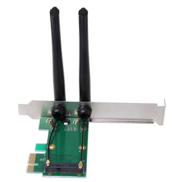 För PC Trådlöst Kort WiFi Mini PCI-E Express till PCI-E Adapter med 2 Antenner Externa
