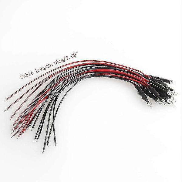 10 stk. 24V 18 cm Lange 3 mm Fortrådsede LED-Lampepærer Emitterende Diode