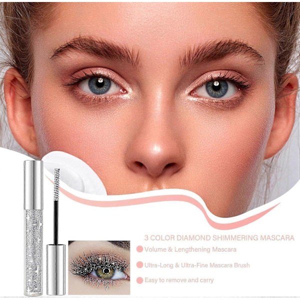 Glitter Mascara | Langtidsholdbar Krøllet Glitter Mascara | Space Diamond Mascara | Skys High Glitter Mascara Vandtæt & Svedafvisende