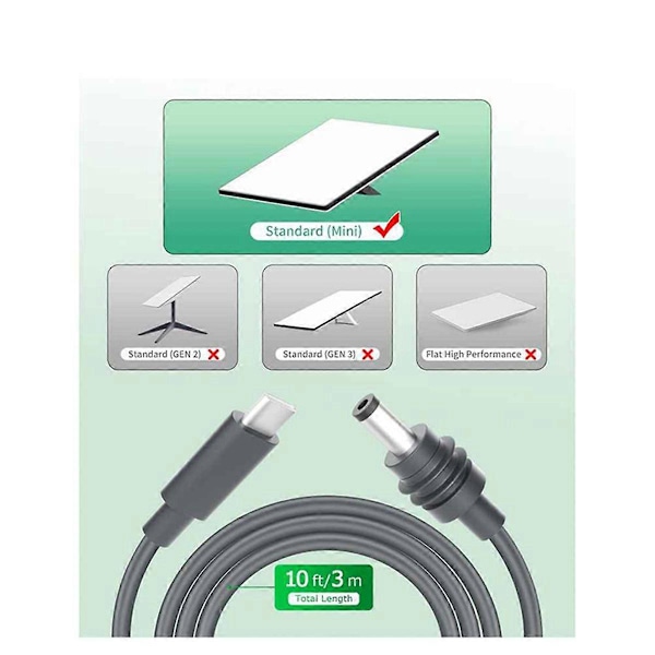 Til Starlink Mini Kabel 10FT Starlink Mini USB C til DC Strømkabel Ledning 100W Input USB Type C til DC