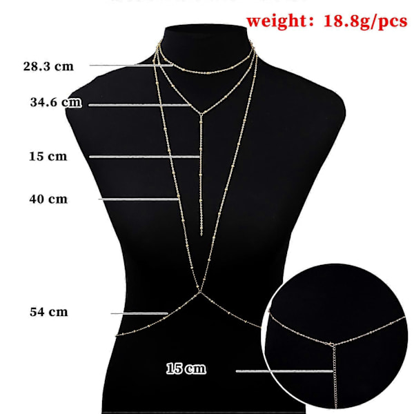 Tunn Silver Kroppskedja Sexig BH Bikini Midja Mage Kedja Damer och Flickor Kroppssmycken