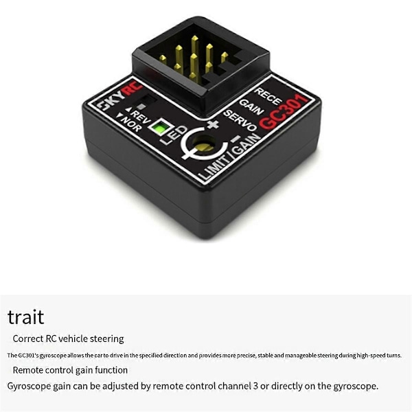 Gyro Sensor GC301 4-8.4V Mini Gyro Sensor Gyroskop for RC Bil Styringsutgang Korrigerende Integrat
