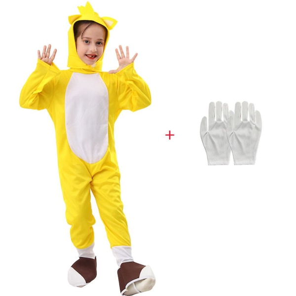 Anime Drenge Piger Halloween Bodysuit Til Børn Tegnefilm Cosplay Sonics Kostumer Jul Jumpsuit Show Suit Yellow L